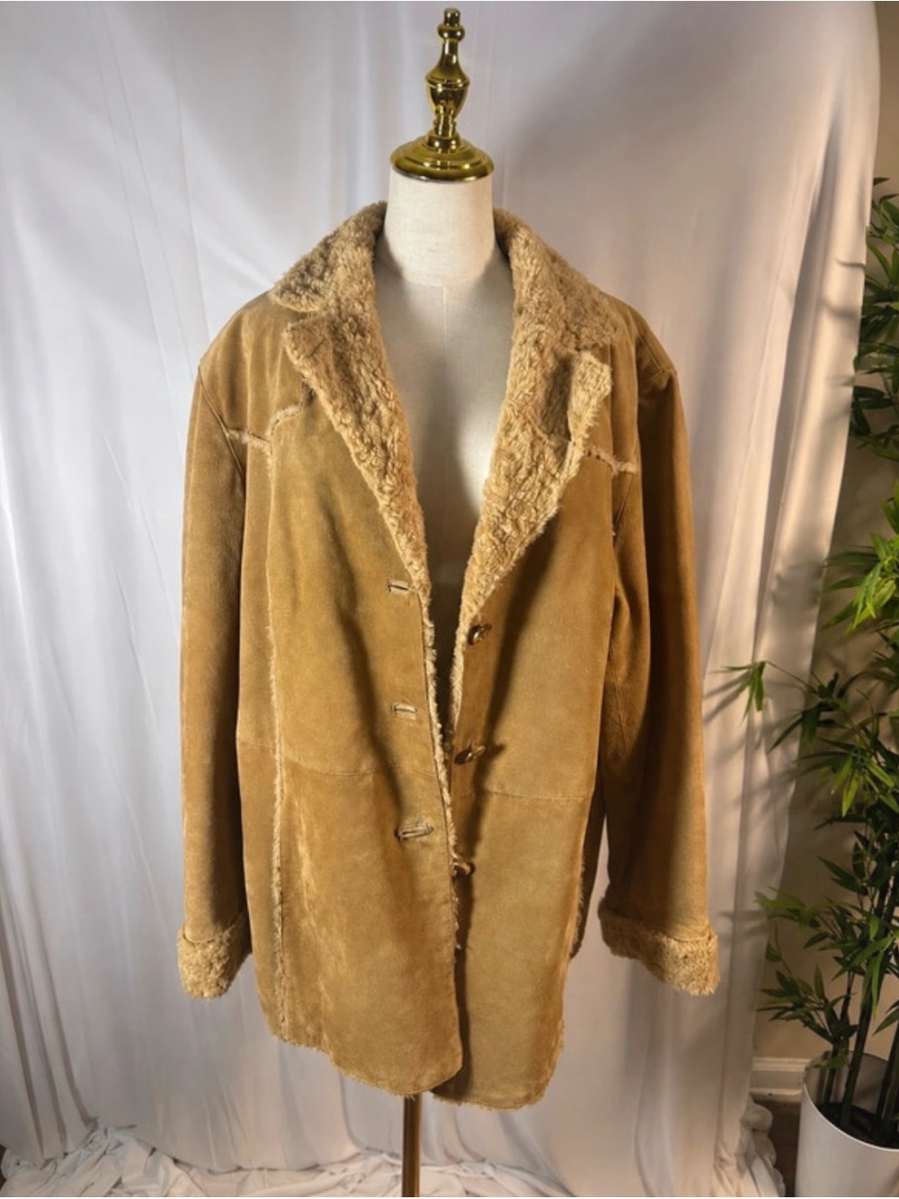 St. John's Bay Tan Suede Shearling Jacket